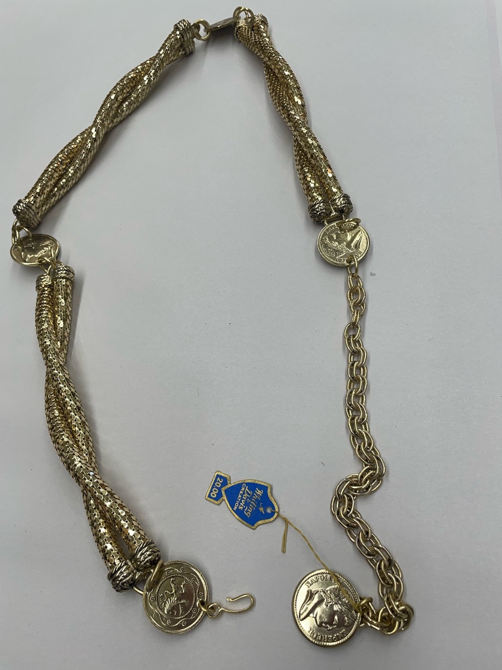 Vintage whiting and Davis, gold mesh and coin belt